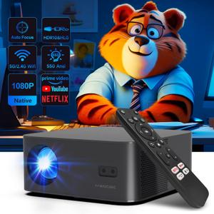 [Netflix Officially Licensed] Smart Projector with WiFi and Bluetooth, Magcubic Native 1080P Auto Focus, Keystone Correction, DoIby Audio Outdoor Movie Projector, Short Throw Home Video Projector
