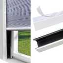 U Channel Blackout PVC Light Blocking Strips for Roller Blinds Light Gap Blockers Window Shades Side Tracks Cordless Shades/Bedroom Sleep, Fits Curtain Rod Bottom Thickness ≤1.3" (White,58",2Pcs)