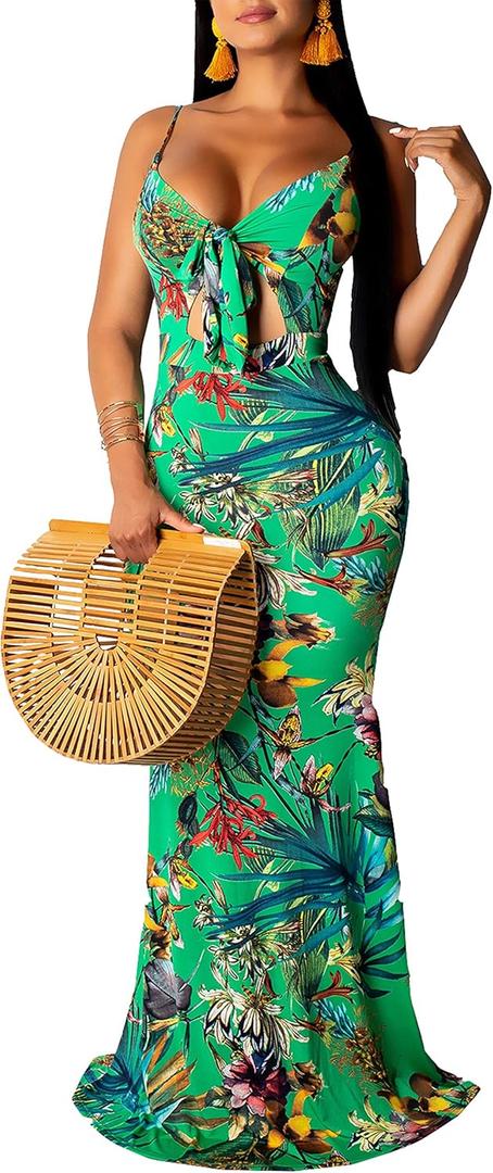 SheKiss Summer Dresses for Women 2026 Maxi Dress Boho Halter Sundresses Beach Vacation Outfits Green, XL