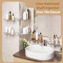 Corner Shower Caddy, Wall Mounted Acrylic Shower Shelf with Adhesive Tapes,Drainage Holes,Adjustable Angles,No Drilling,Hanging Shower Storage Organizer for Bathroom Toilet Kitchen Organization