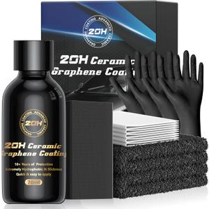 20H Professional Graphene Ceramic Coating for Cars (70ml) - 10+ Years Protection, Hydrophobic, Scratch & UV Resistant, High Gloss Finish - Professional-Grade Car Detailing Kit - Easy Application (Transparent Color)