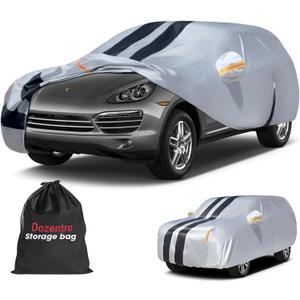 Multi-Layer Car Cover Custom Fit for Porsche Cayenne(2010-2026), 100% Waterproof All Weather for Automobiles, Gift with Towel, Heavy Duty Car Covers for Rain Sun UV Protection with Door Zipper
