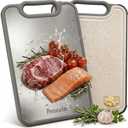 Titanium Cutting Board for Kitchen, 15.4"x10.4" Dual-Sided Chopping Board, Scratch-Resistant, Dishwasher Safe, with Juice Groove & Garlic Grinding, Non-Slip Edges, Straw Wheat PP & Titanium (Gray)