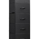 WLIVE Fabric Dresser, 5-Drawer Tall Dresser for Bedroom, Storage Organizer with Fabric Bins, Wood Top, Sturdy Steel Frame, Chest of Drawers for Closet, Hallway, Charcoal Black