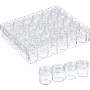 Blulu 30 Grids Bead Organizer Bead Containers Diamond Art Painting Storage with Lid Clear Plastic Small Storage Jars Diamond Painting Accessory Box for DIY Craft Jewelry Seeds(1.15 x 1 Inch)