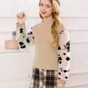 Girl Clothes Girls Outfits Flare-lace Sleeve Top and Plaid Skirt Dress Fall Winter 2Pcs Girls Clothes 6-14T (11-12 Years, Apricot)