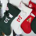 Christmas Stocking 18 Inches Large Knit Christmas Stockings Monogram Initial Personalized Christmas Stockings for Family Xmas Home Decor White Red Green Tree Fireplace Ornaments White C