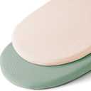 Muslin Bassinet Sheets for Baby Boy Girl,Breathable Baby Bassinet Sheets Fitted for Bassinet,Oval Rectangle,Hourglass,Bassinet Mattress/Pad,Soft Cotton 2 Pack (Green+beige)
