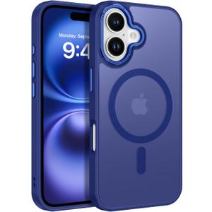 BENTOBEN Compatible with iPhone 16 Plus Case for Magnetic iPhone 16 Plus Phone Case [Compatible with Magsafe] Slim Translucent Matte Shockproof Bumper Drop Protection Girl Women Boy Cover, New Blue