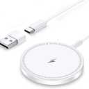 Magnetic Wireless Magsafe Charger iPhone: Charging Pad for iPhone 17/16/15/14/13/12 Series & AirPods Pro 4-2, Strong Magnet, Dual Ports, Case-Friendly, Lightweight for Travel Home Office Desk (White)