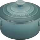 Le Creuset Stoneware Mini Round Cocotte with Lid, 8 oz., Sea Salt