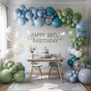 2 x Dusty Blue Balloon Garland Arch Kit, Sage Green Dusty Blue Sand White Gold with Confetti Latex Balloons for Boy Baby Shower Wedding Birthday Party Decorations