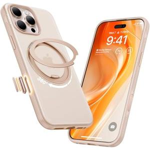 TORRAS 360 Magnetic Stand for iPhone 16 Pro Max Case, [Fit for MagSafe] [Military-Grade Protection] Translucent Slim Case for iPhone 16 Pro Max, Desert Titanium, Ostand O3 Fitness Series