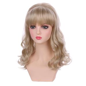 Child Blonde Wig Kids Long Light Blonde Wavy Curly Wig Girls Blonde Wigs with Bangs Synthetic Hair Include Wigs Cap