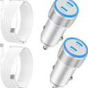 【MFi Certified】iPhone 17 Car Charger Fast Charging, BARMASO 2Pack 90W Dual PD Power Cigarette Lighter USB C Car Charger + Type-C Cable for iPhone 17/17 Air/17 Pro/17 Pro Max/16/15/Galaxy S25/S24/Pixel