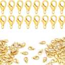 CooBigo 120pcs 12mm Lobster Clasps, Tiny Metal Alloy Lobster Claw Clasps for Necklace Bracelets Clip, Keychain Ring, Jewelry Making Accessories (Gold)