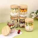 6-Pack 16oz Glass Storage Jars with Bamboo Lids Airtight Wide Mouth Containers for Overnight Oats, Yogurt, Salad, Snacks & Pantry Storage-Reusable Glass Food Storage Containers