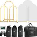 Arch Backdrop Stand Set with Cover,(7.2ft,6ft x 2) Arched Frame Stand & Spandex Wedding Arch Cover & Storage Bag (White, 7.2Ft+6Ft+6Ft)