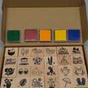 Whaline 24 Pcs Summer Wooden Rubber Stamps Tropical Beach Cartoon DIY Craft Stamps for Hawaiian Coastal Party Decor Scrapbooking Cards Making