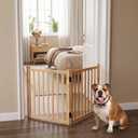 Wooden Freestanding Dog Gates, Foldable Wood Pet Gate Indoor, No-Painted Puppy Gate for Doorways, Stairs, 23" Height-2 Panels