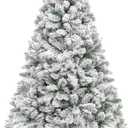 Best Choice Products Artificial Flocked Christmas Tree, 6ft Premium Unlit Pine Holiday Dcor w/Full Branches, Metal Stand - Green