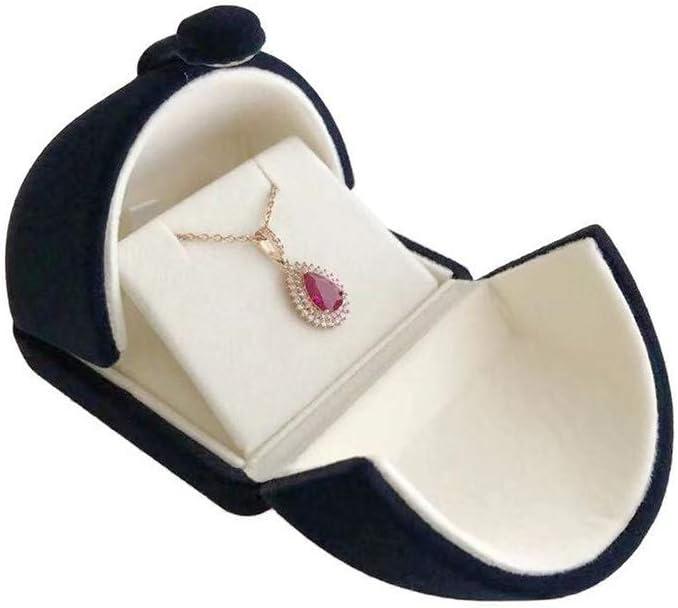 Navy Blue Velvet Premium Grade Jewelry Box for Earrings Necklace Double Layer Modern Unique Design Packaging Gift for Her (Jewelry is not included)