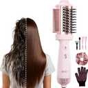 4-in-1 Blow Dryer Brush & Hair Straightener - NOVUS Ionic Hot Air Styler with Titanium Barrel, Volumizer for Frizz-Free Smoothing, Blowout Tool for All Hair Types (Pink)