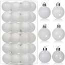 Hollyone 1.57" Pearl-White Christmas Ornaments - 36 Pcs Mini Shatterproof Plastic Christmas Tree Decorations with Hanging Loop