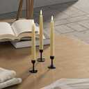 GenSwin Flameless Taper Candles with Remote Timer, Real Wax LED Flickering Candlesticks Battery Operated 3D Wick for Wedding, Party, Home(Ivory, 9.84", Set of 3)
