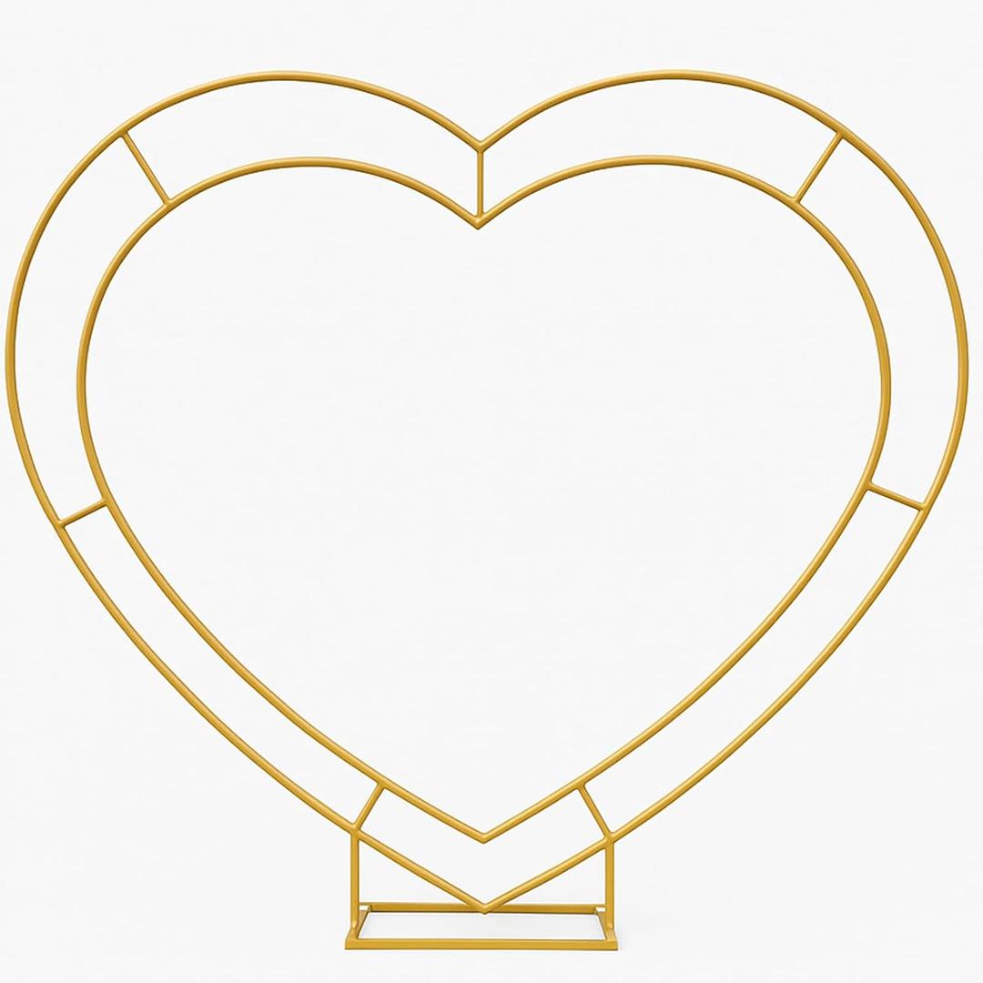 Heart Shaped Balloon Arch Stand for Proposal, 6.7FT Large Metal Heart Arch Frame for Wedding Backdrop, Love Flower Arch Decor for Engagement Party Display (Gold)