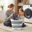 2 Pcs 42L Collapsible Laundry Baskets- Foldable Laundry Basket with Handles, Sturdy Plastic Pop Up Laundry Hamper, Space Saving Storage Container for Wet/Dry Use, Ideal for Home, Dorm, Apartment Grey