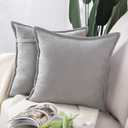 MADIZZ Set of 2 Short Chenille Throw Pillow Covers 24x24 Inch Light Grey Soft Decorative Cushion Cover for Sofa Bedroom Pillow Shell