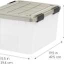 IRIS USA 44 Qt Storage Bins with Gasket Seal Lid, 2 Pack - BPA-Free, Heavy Duty Moving Containers Tight Latch, Weather Proof Tote, WEATHERPRO - Clear/Chrome