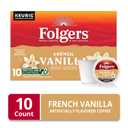 Folgers French Vanilla Artificially Flavored Coffee, Keurig K-Cup Pods, 10 Count Box