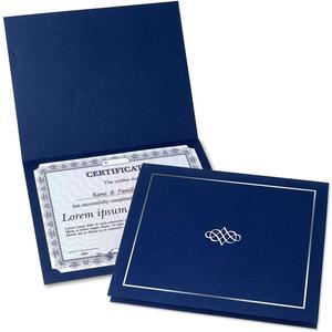 Ornate Blue & Silver Certificate Folders - Pack of 50, Linen Cover 80 lb. Stock, Folded, Die-Cut Corners, for Office, Business Awards, Graduation, School Diploma Holder, 9-1/2" x 12"