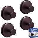 HOME SO Suction Cup Hooks for Shower & Bathroom Towel Holder 4-Pack – Suction Cups Hooks for Hanging Towels, Robes, & Coats - Tiles, Glass Door or Mirror – Shower Hooks & Towel Hooks Organizer -Bronze