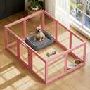 Acrylic Dog Playpen Indoor，Exercise Pen with Door, 24" H, Pink, 10 Panels