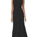 Milumia Women's Polka Dots Maxi Tank Dress Vintage Mock Neck Sleeveless Elegant Long Dresses Black Medium