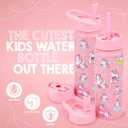 FAHRMOSIS 18 OZ Kids Water Bottle with Straw & 2 Lids (Flip & Spout) Leak Proof Metal Insulated Stainless Steel Reusable Tumbler for School & Sports Water Bottle - Pink (Unicorn)