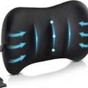 Lumbar Support Pillow for Car Seat and Office Chair, Memory Foam Back Cushion with Breathable Cover and Adjustable Straps for Driving, Ergonomic Orthopedic Back Rest Lower Back Support, Black