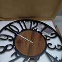 LEIKE Large Wall Clock 24'' Lighted Rustic Wood Clock with Remote Timer, Silent Battery Operated Modern Oversized Wall Clock for Living Room, Bedroom, Farmhouse, Home Decor, Large Number Display (Brown-arabic)