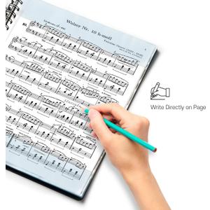MECCALINE Sheet Music Folder (1 Pack, White) – 40 Sleeves Display 80 Pages Spiral Binder Organizer for Music Stand – Fits Letter Size 8.5 x 11 Inch – Direct Page Writing with Detachable Name Tag