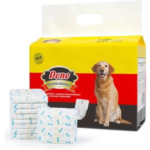 Dono Disposable Dog Diapers Male Dog Wraps Super Absorbent Soft Diapers for Male Dogs,with Wetness Indicator,10pcs,M (18"-25")
