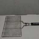 Fish Grilling Basket, Folding Portable Stainless Steel BBQ Grill Basket for Fish Vegetables Shrimp with Removable Handle, Comes with Basting Brush and Storage Bag (01)