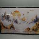Extra Large Framed Abstract Mountain Wall Art,Golden Silver Sun Bird Wall Decor,Mountain Landscape Pictures for Living Room,Canvas Print Painting Modern Artwork Bedroom Office Bathroom 60L x30W