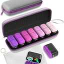 Weekly Pill Organizer, 7 Day Travel Medicine Pill case with Moisture-Proof Silicone Lid, Large AM PM Daily Pill Organizer 2 Times a Day for Vitamins & Supplements, Secure Zipper Pill Box(Purple)