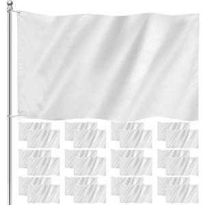 Boao 24 Pcs 3x5 Foot Solid Color Flag Plain Color Blank Flags DIY Banner Polyester Double Stitched Blank Banner with Grommets for DIY Garden Backyard Playground Decoration (White)