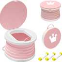 2025 Upgraded Portable Potty Training, Travel Potty for Toddler, portable toilet for kids Foldable, Apply to Seat Emergency Toilet for Camping, Outdoor,Car, Indoor(White-Pink)