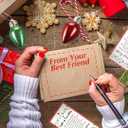 Shappy 12 Sets Friendship Christmas Ornament, Glitter Light Bulb Christmas Ornament Friends Gift with Greeting Cards Letter Stickers and Organza Bags for Friendship Keepsake Decor