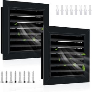 2 Pcs 12" x 12" Gable Vents for House Aluminum Alloy Shed Vent Attic Vents with Screen Wall Vent with Screws, for Ventilation Exterior Doors Wall (Black)